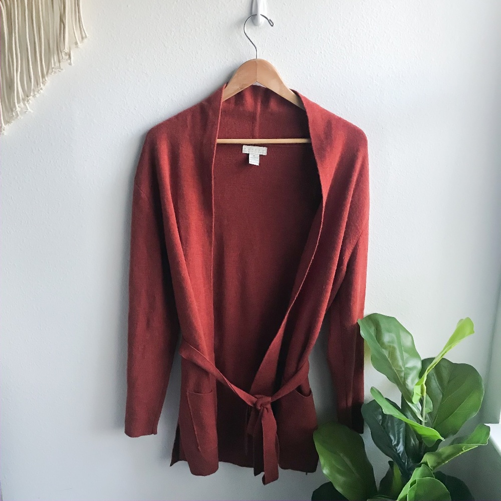 Tweeds Merino Wool Cardigan Burnt Sienna Size M